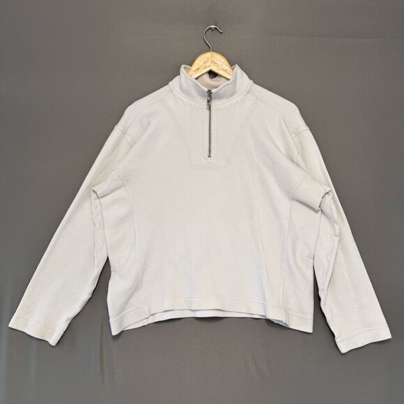 Tommy Bahama 1/4 Zip Pullover Size Large Cotton Blend Preppy White - Picture 1 of 16